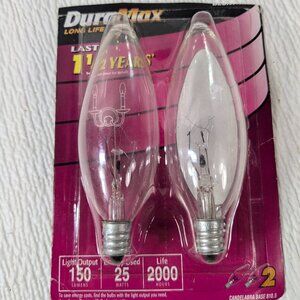 Philips DuraMax Long Life Light Blubs Candelabra Base Blunt Tip Clear 25W B10.5‎